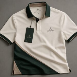 ASTRYNE Signature Piqué Polo — Ivory & Deep Emerald