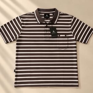 ASTRYNE Classic Stripe Polo — Dark Brown