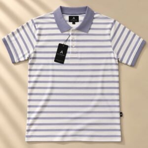 ASTRYNE Soft Stripe Polo — Lavender