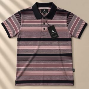 ASTRYNE Contrast Stripe Polo — Mauve