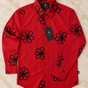 Red Bloom Stripe Shirt — Red & Black