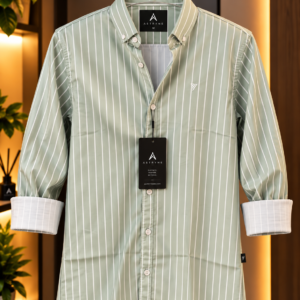 ASTRYNE Sage Stripe Button-Down Shirt